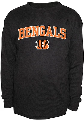 Cincinnati Bengals Mens Black Thermal Crew Neck Big and Tall Long Sleeve T-Shirt