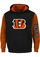 Cincinnati Bengals Mens Black Contrast Sleeve Big and Tall Hooded Sweatshirt