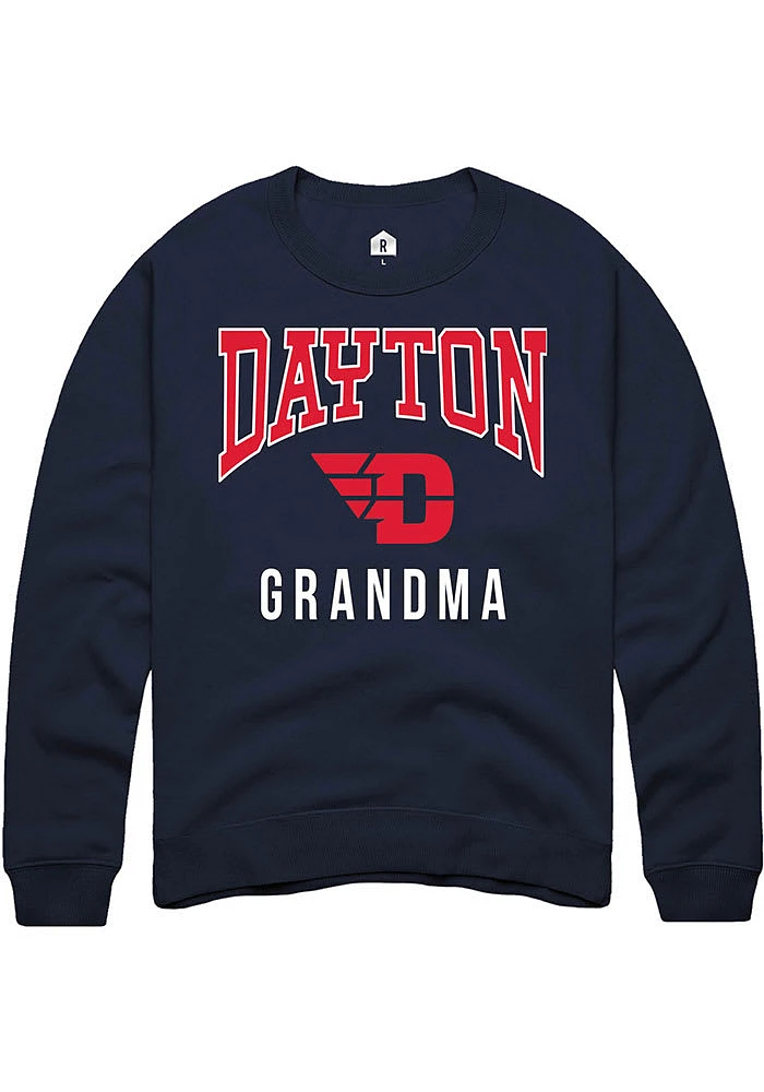 Rally Dayton Flyers Mens Navy Blue Grandma Long Sleeve Crew Sweatshirt