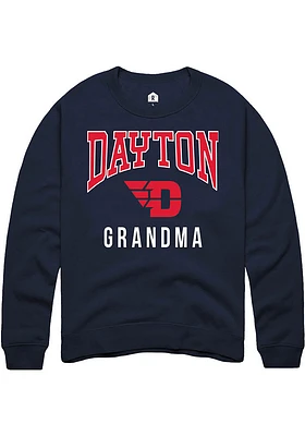 Rally Dayton Flyers Mens Navy Blue Grandma Long Sleeve Crew Sweatshirt