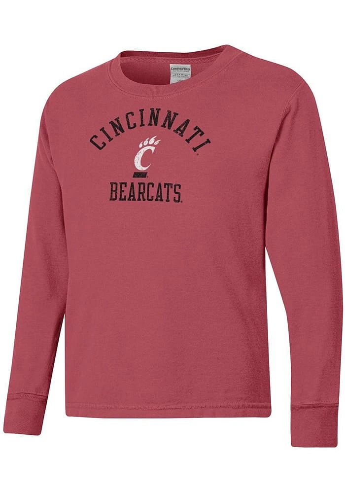 ComfortWash Cincinnati Bearcats Youth Crimson Garment Dyed Long Sleeve T-Shirt