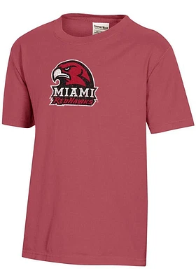 ComfortWash Miami RedHawks Youth Crimson Garment Dyed Short Sleeve T-Shirt