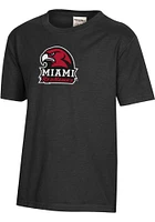 ComfortWash Miami RedHawks Youth Black Garment Dyed Short Sleeve T-Shirt