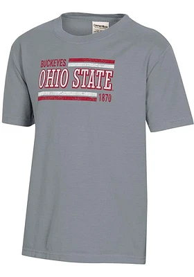 ComfortWash Ohio State Buckeyes Youth Charcoal Garment Dyed Short Sleeve T-Shirt