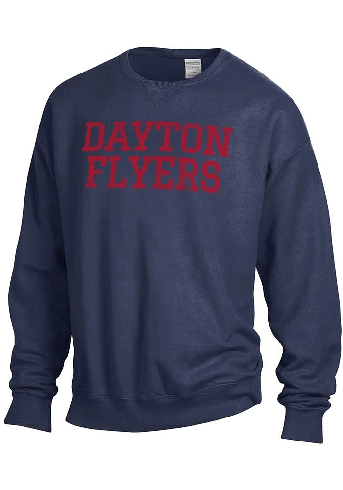 ComfortWash Dayton Flyers Mens Blue Garment Dyed Long Sleeve Crew Sweatshirt