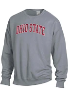 ComfortWash Ohio State Buckeyes Mens Charcoal Garment Dyed Long Sleeve Crew Sweatshirt