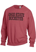 ComfortWash Ohio State Buckeyes Mens Crimson Garment Dyed Long Sleeve Crew Sweatshirt