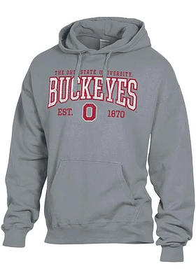 ComfortWash Ohio State Buckeyes Mens Charcoal Garment Dyed Long Sleeve Hoodie