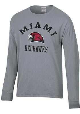 ComfortWash Miami RedHawks Charcoal Garment Dyed Long Sleeve T Shirt