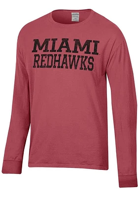 ComfortWash Miami RedHawks Crimson Garment Dyed Long Sleeve T Shirt