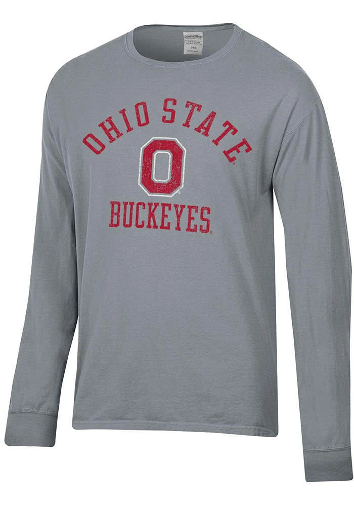 ComfortWash Ohio State Buckeyes Charcoal Garment Dyed Long Sleeve T Shirt