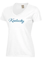 ComfortWash Kentucky Wildcats Womens White Script Garment Dyed Short Sleeve T-Shirt