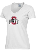 ComfortWash Ohio State Buckeyes Womens White Garment Dyed Short Sleeve T-Shirt