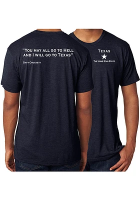 Texas Navy Blue Davy Crockett Short Sleeve Fashion T Shirt