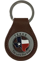 Texas Texas Flag Leather Keychain - Brown