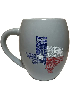 Texas Cities Barrel Ceramic Mug - Grey