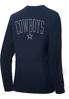 Dallas Cowboys Womens Navy Blue Rhinestone LS Tee