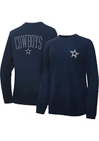 Dallas Cowboys Womens Navy Blue Rhinestone LS Tee