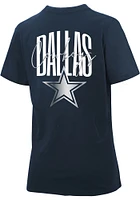 Dallas Cowboys Womens Navy Blue Foil Short Sleeve T-Shirt