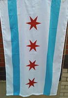 Chicago City White Silk Screen Grommet Flag - White