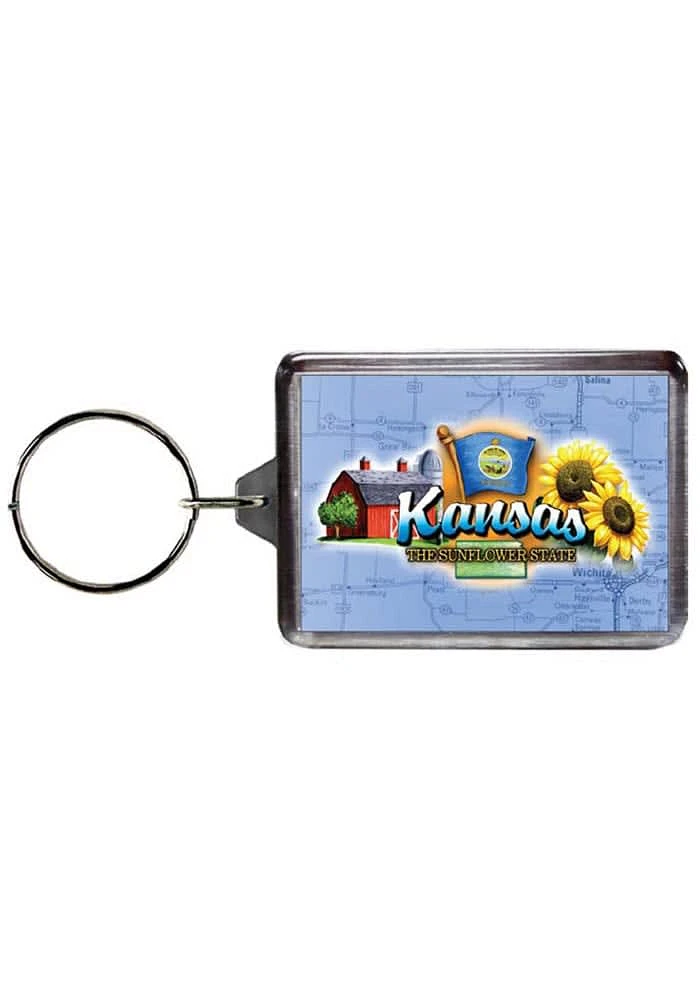 Kansas Lucite Blue Keychain