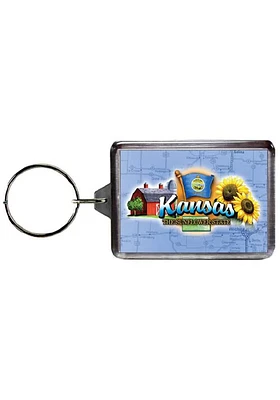 Kansas Lucite Blue Keychain