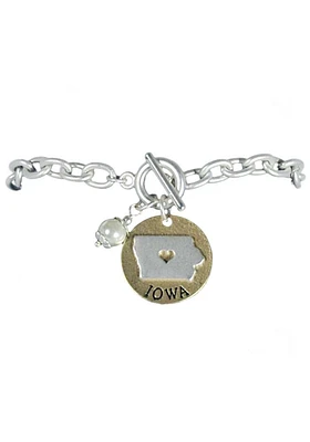Iowa State Shape With Pearl Womens Bracelet