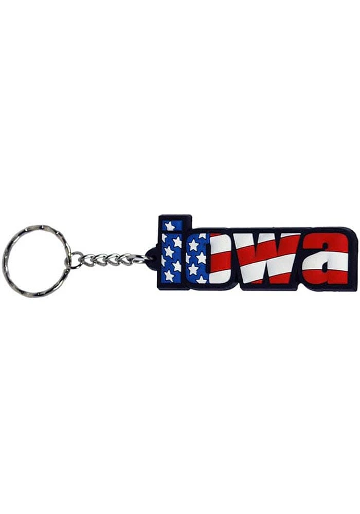 Iowa PVC Festive Flag Keychain