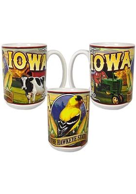 Iowa 15 oz Mural Ceramic Mug - White