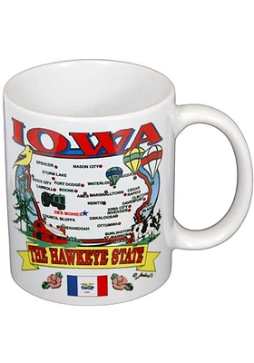 Iowa State Map Ceramic Mug - White