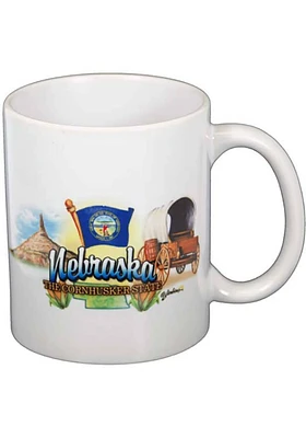 Nebraska State Elements Ceramic Mug - White