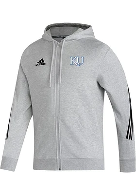 Adidas Kansas Jayhawks Mens Fashion Three Stripe Long Sleeve Full Zip Jacket