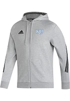 Adidas Kansas Jayhawks Mens Fashion Three Stripe Long Sleeve Full Zip Jacket