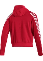Adidas Kansas Jayhawks Mens Red Three Stripe Fleece Long Sleeve Hoodie