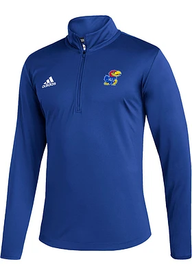Adidas Kansas Jayhawks Mens Blue Under The Lights Long Sleeve Qtr Zip Pullover