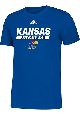 Adidas Kansas Jayhawks Blue Wordmark Amplifier Short Sleeve T Shirt