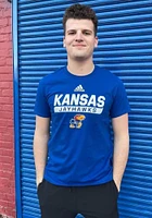 Adidas Kansas Jayhawks Blue Wordmark Amplifier Short Sleeve T Shirt