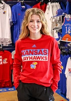 Adidas Kansas Jayhawks Red Amplifier Name Long Sleeve T Shirt