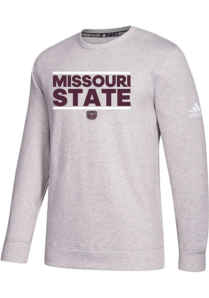 Adidas Missouri State Bears Mens Grey Fleece Crew Long Sleeve Sweatshirt