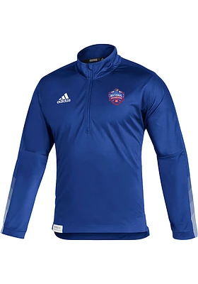 Adidas Kansas Jayhawks Mens Blue 2022 National Champions Sideline21 Long Sleeve Qtr Zip Pullover