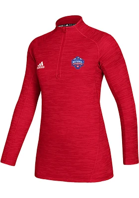 Adidas Kansas Jayhawks Womens Red 2022 National Champions Game Mode Qtr Zip