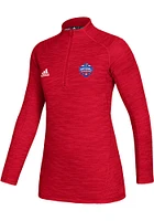 Adidas Kansas Jayhawks Womens Red 2022 National Champions Game Mode Qtr Zip