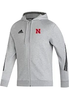 Adidas Nebraska Cornhuskers Mens Grey Full Zip Long Sleeve Jacket