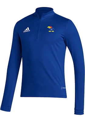 Adidas Kansas Jayhawks Mens Blue Logo Entrada22 Long Sleeve Qtr Zip Pullover