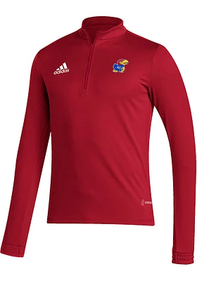 Adidas Kansas Jayhawks Mens Entrada22 Long Sleeve Qtr Zip Pullover