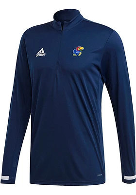 Adidas Kansas Jayhawks Mens Navy Blue Team19 Long Sleeve Qtr Zip Pullover