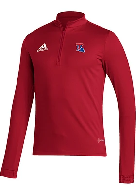 Adidas Louisiana Tech Bulldogs Mens Red Wordmark Long Sleeve Qtr Zip Pullover