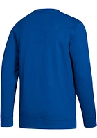 Adidas Kansas Jayhawks Mens Blue Basketball Fleece Long Sleeve Crew Sweatshirt