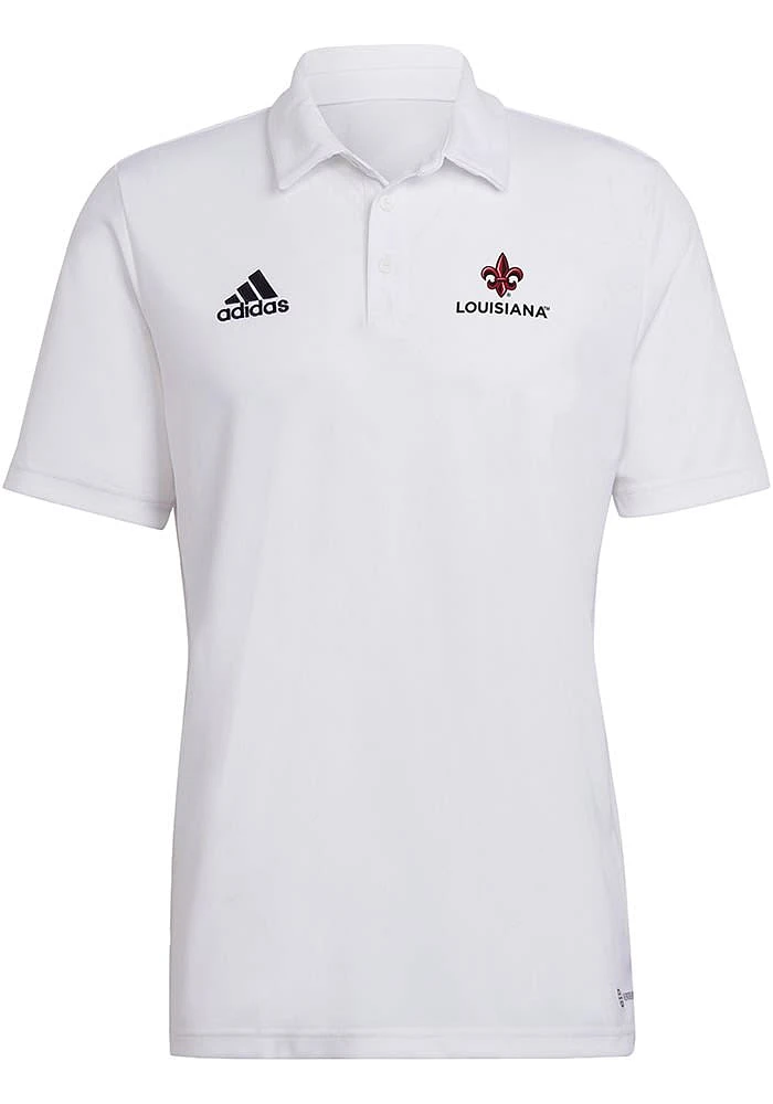 Adidas Louisiana Ragin' Cajuns Mens White Fleur de Lis Wordmark Short Sleeve Polo