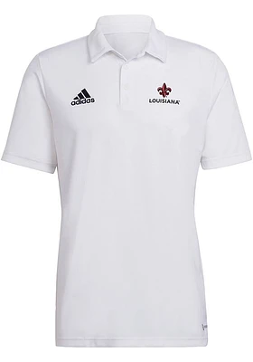 Adidas Louisiana Ragin' Cajuns Mens White Fleur de Lis Wordmark Short Sleeve Polo
